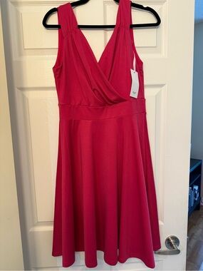 Grace Karin Sleeveless Deep V-Neck Fuchsia A-Line Dress